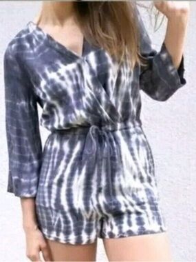 cloth & stone Blue and White Tie-Dye Romper